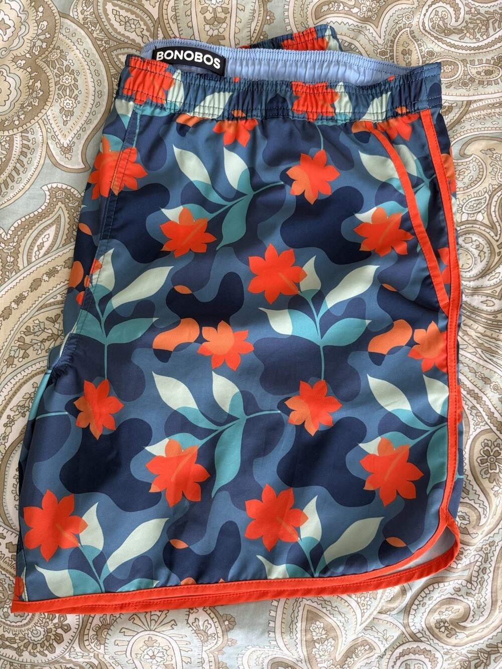 BONOBOS Men’s Vibrant Floral Print Swim Trunks 7" Inseam Size XXL